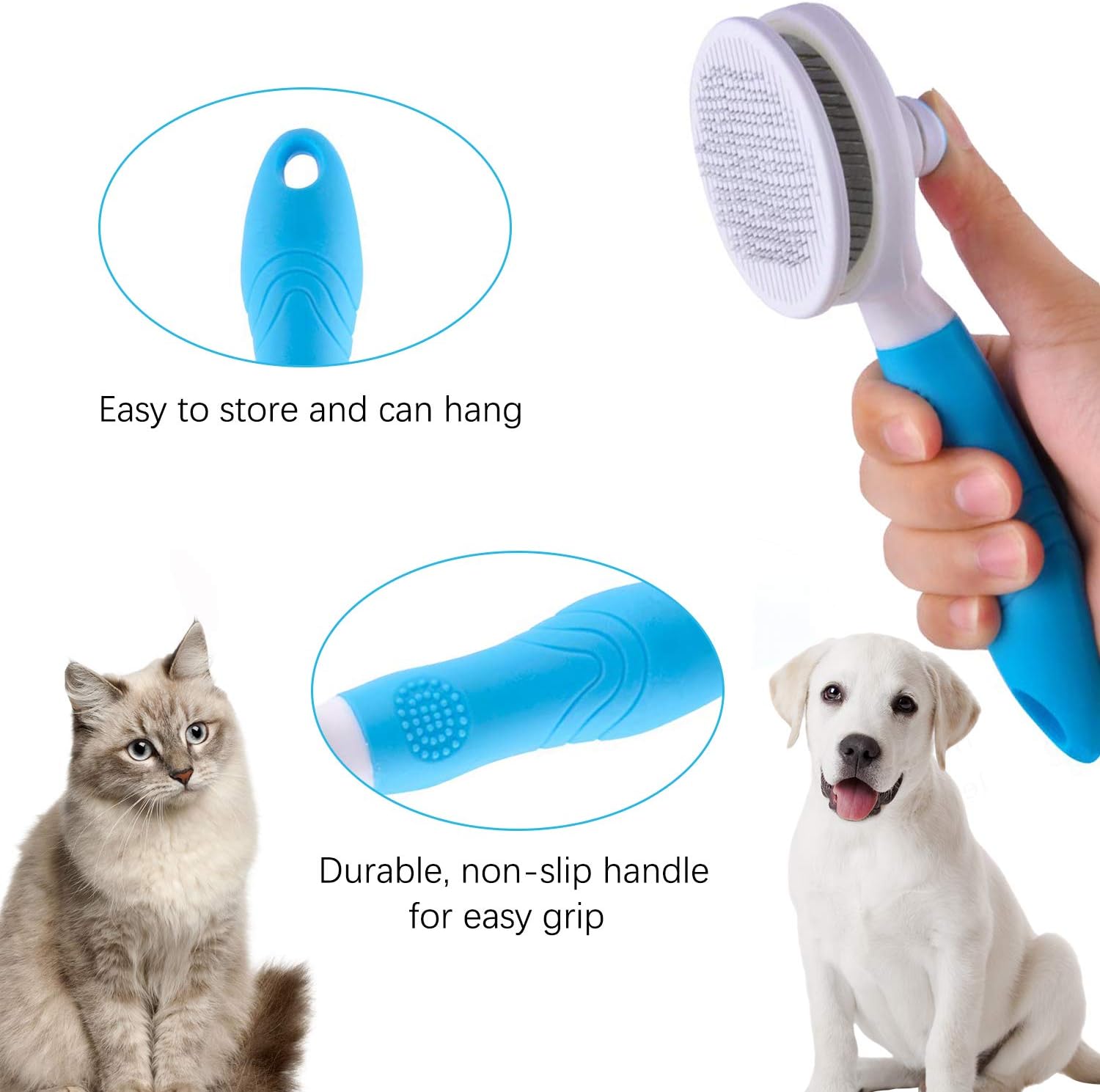 itPlus Cat Grooming Brush, Self Cleaning Slicker Brushes for Dogs and Cats Pet Grooming Brush for Pet Massage-Self Cleaning, Assorted Colors