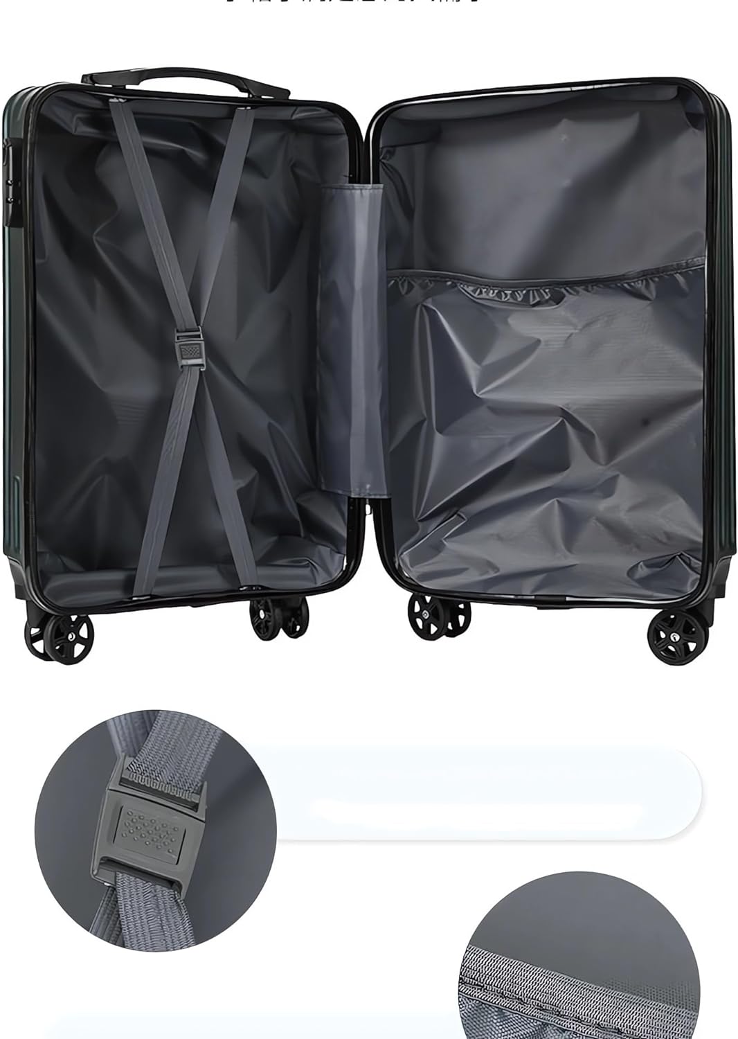 VINNYSEN Carry On Luggage 22x14x9 Airline Approved - 100% Polycarbonate Expandable Hard Shell Suitcase with Spinner Wheels (Silver)