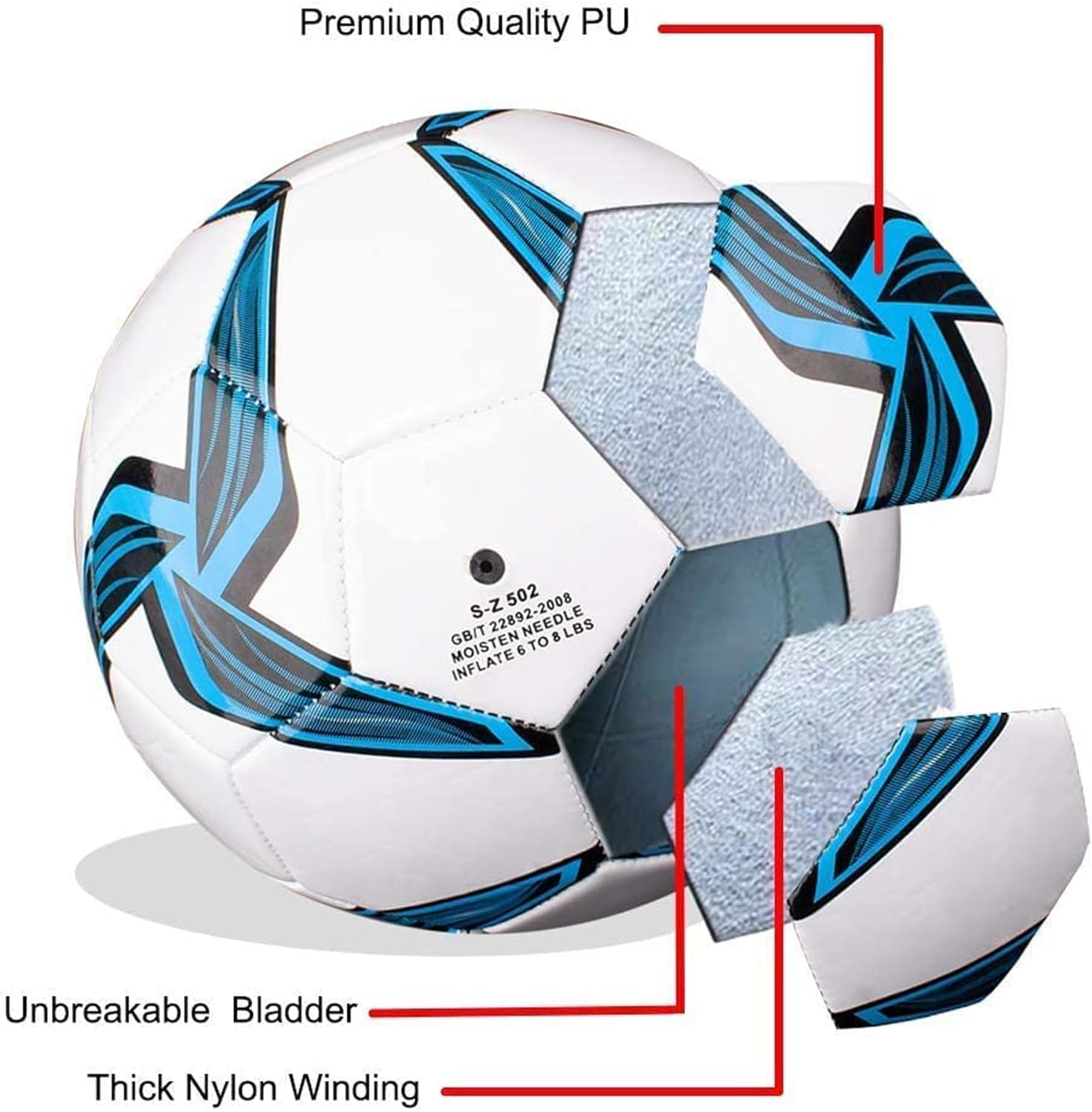 Senston Performance Soccer Ball Training Size 5 Soccer Balls for Youth Children with Pump