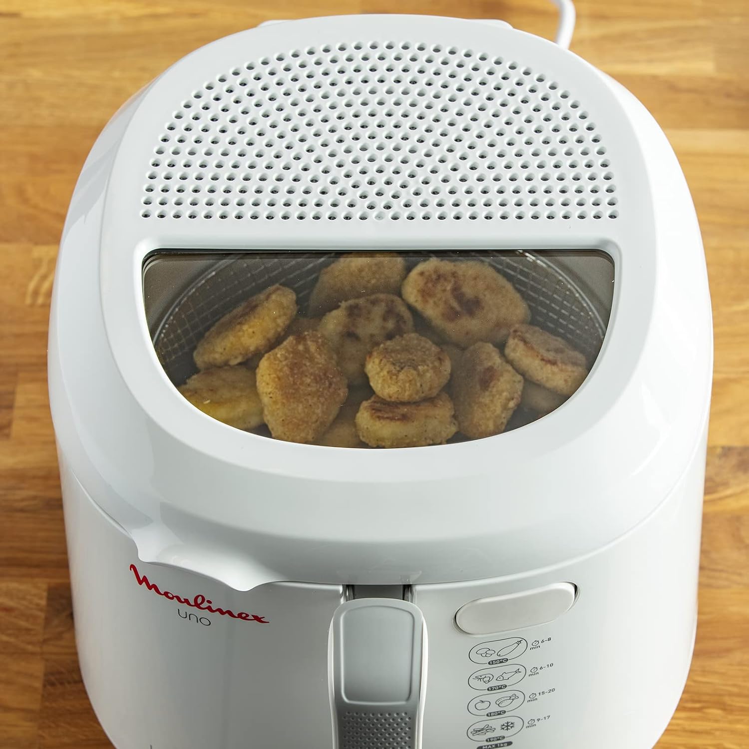 Moulinex Uno Electric Deep Fryer,1 kg Capacity, Serves 4, Compact Fryer, Easy Storage, Draining Position for Less Oil, Viewing Window, AF203127
