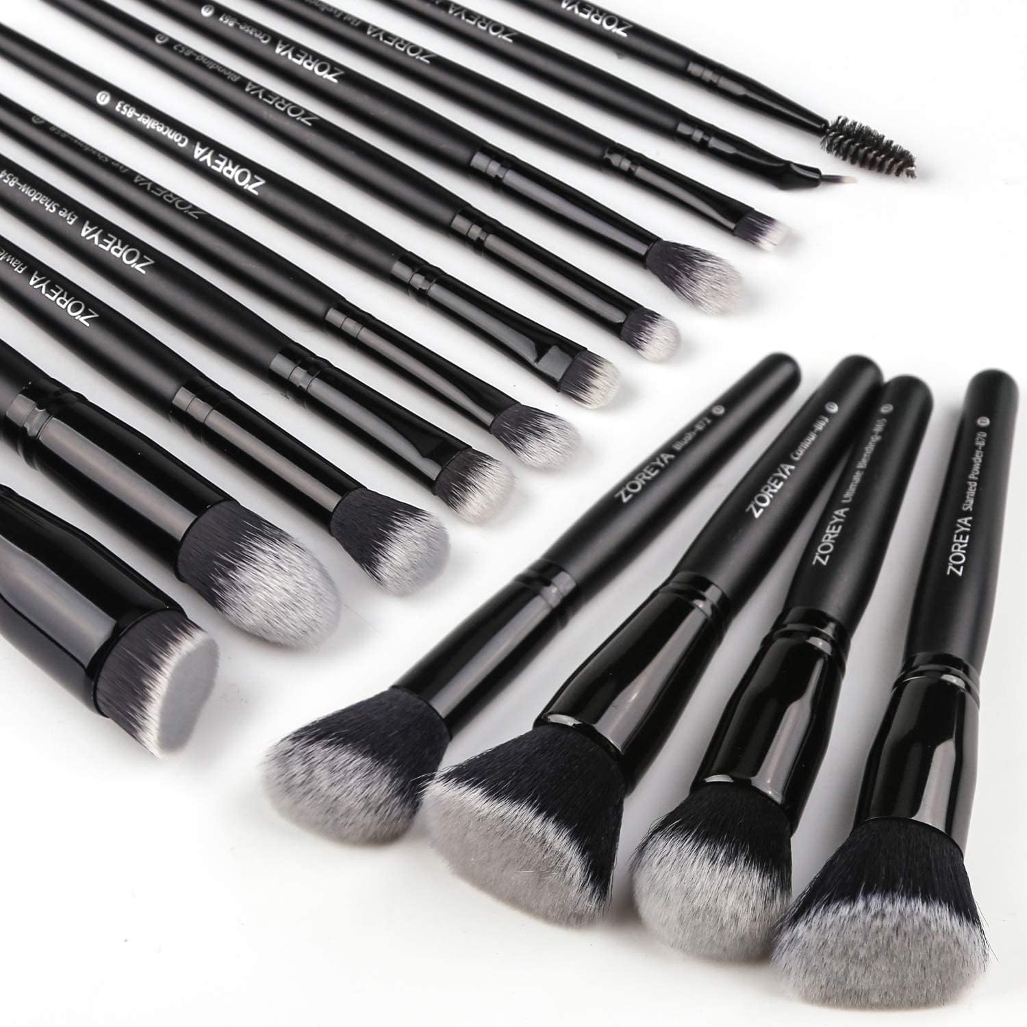 Professional Elf Makeup Brushesset, Dense Eye Makeup Brush Kit, Face Makeup Brushes, Foundation Contour Brush, Eyeshadow Blending Brush 15PCS (Black)