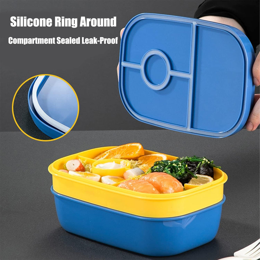 Bento Box, 3 Stackable Bento Lunch Containers for Adults/Kids, Modern Minimalist Design Bento Box with Utensil Set, Leakproof Lunchbox Bento Box for Dining Out, Work, Picnic, School