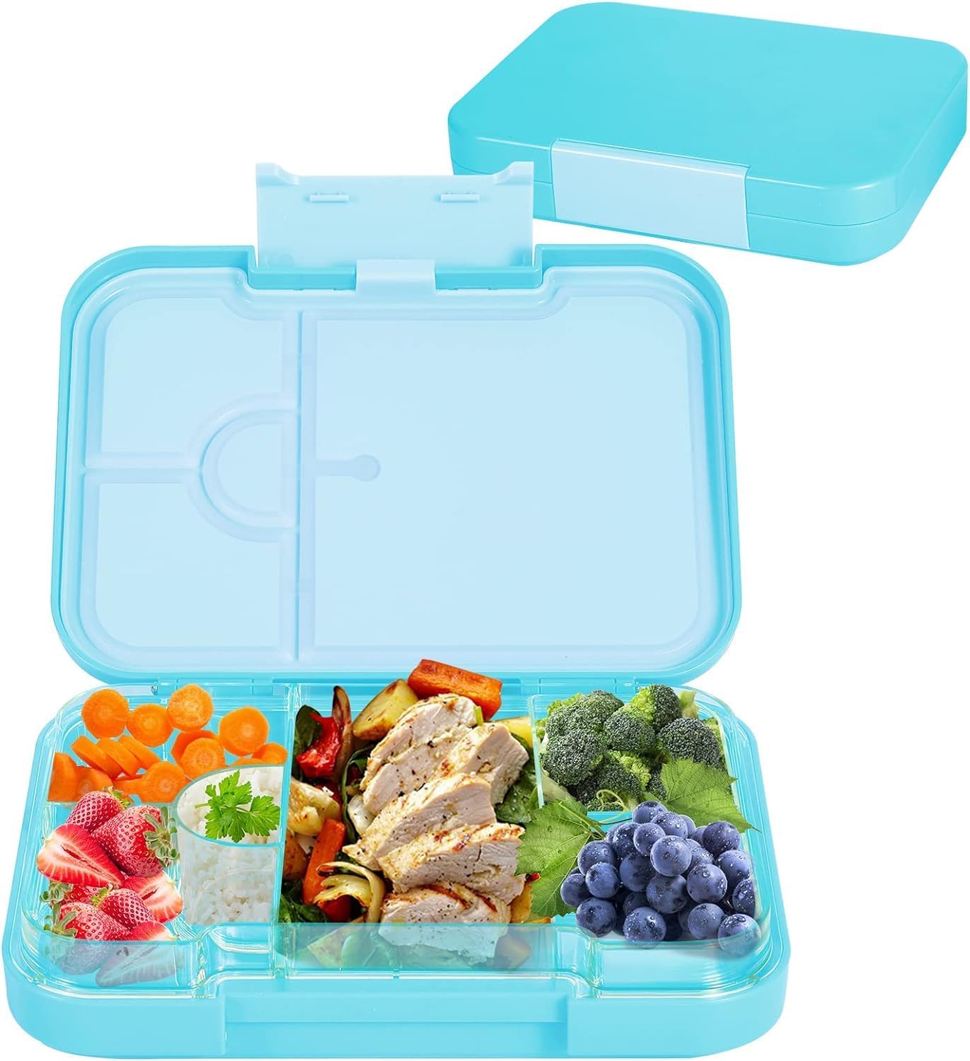 Bento Box, 6 Compartments Ideal Portion Size Leak-Proof, Toddler-Friendly Lunch Box, BPA-Free, Dishwasher safe, Lunch Box for kids Aged 3 to 7 Years (Sky Blue)