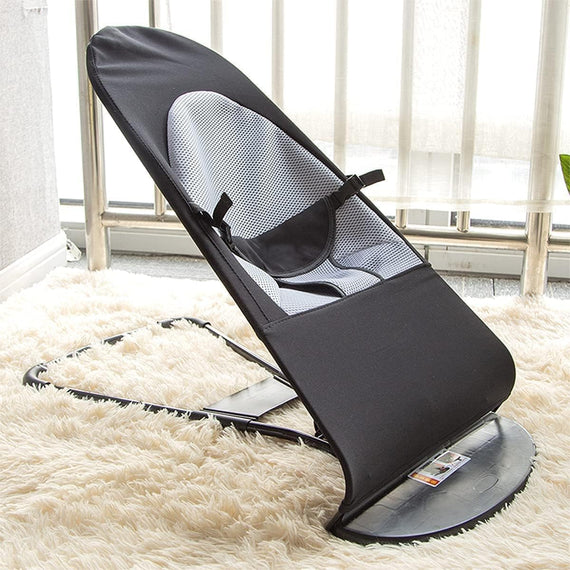 Classic Baby Bouncer – 3 Position Recliner, Soothing Vibrations, and Secure 3 Point Harness - Portable Ideal Babies Infant Soft Mesh Rocker for Hands Free Parenting All Season Comfort 0-6 Months Black