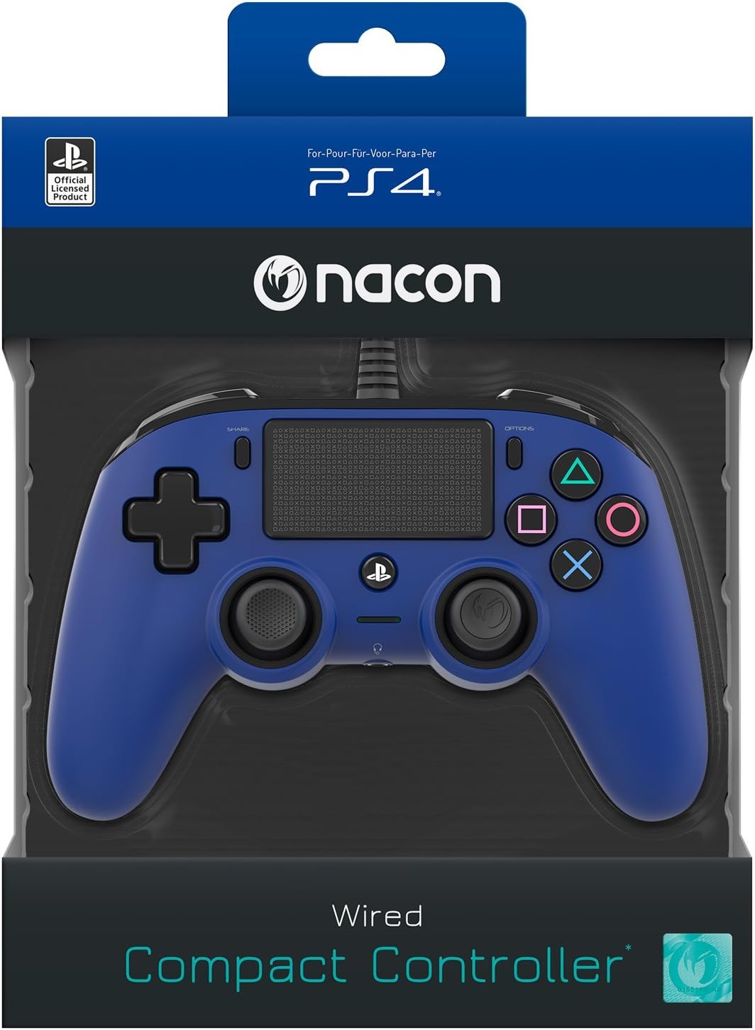 Nacon Wired Compact PlayStation 4 Controller - Blue (PS4)