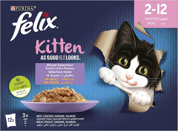 Purina Felix As Good As It Looks Kitten with Countryside Selection in jelly 85g (Pack of 12)