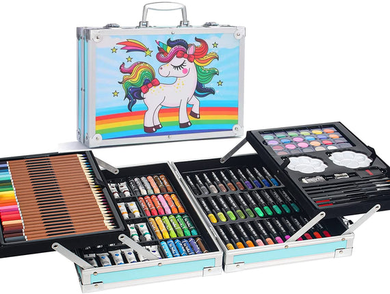 HJB VISSO Art Set 145pcs, Art Supplies Set, Drawing Supplies with Portable Aluminum Case Art Kit, Great Gift Artists Drawing Set for Kids, Teens, Boys, Girls, Beginner and Artists