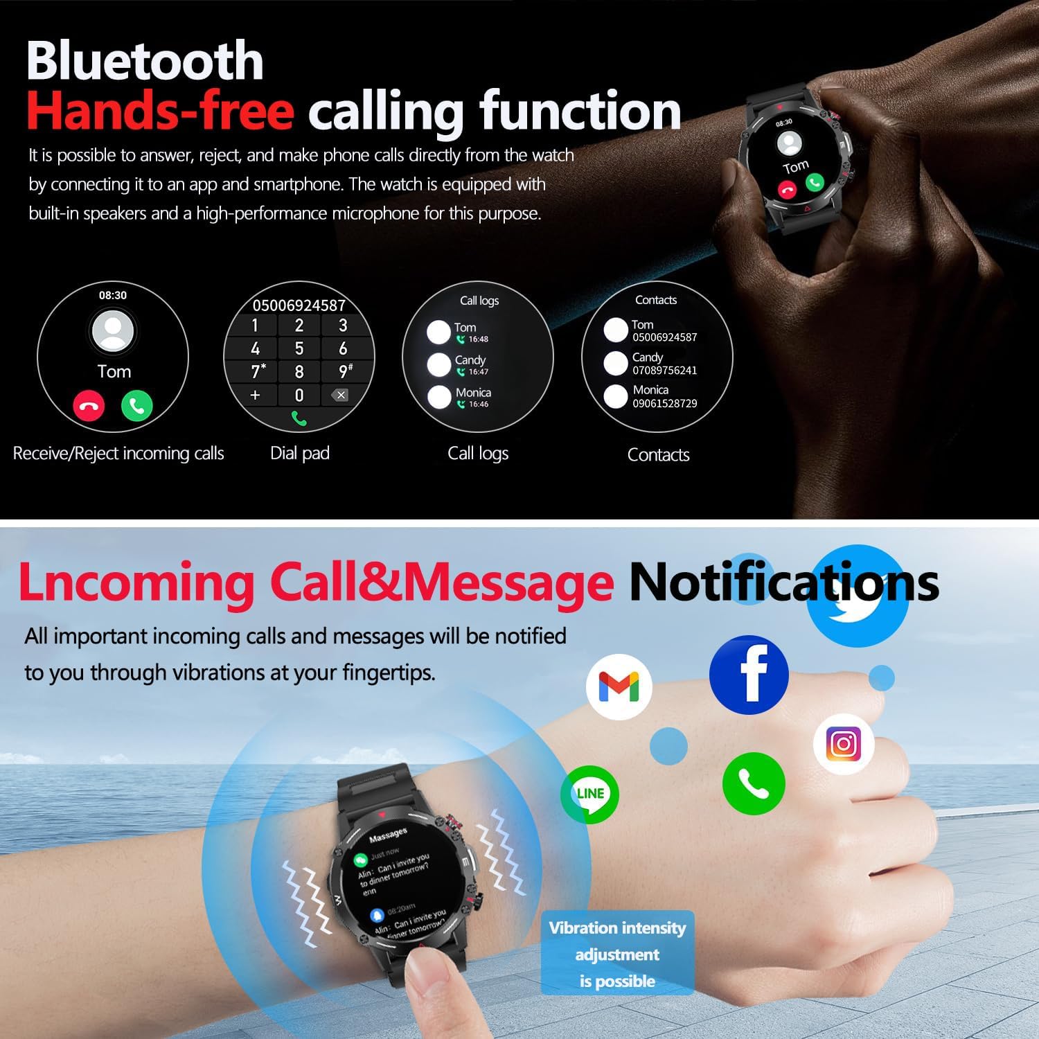 ibsun AMOLED Smart Watch, 1.43" Smart Watches for Men with IP68,Bluetooth Call, AI Voice Assistant, Blood/Oxygen/Heart Rate Monitor Fitness Watch for Android iOS