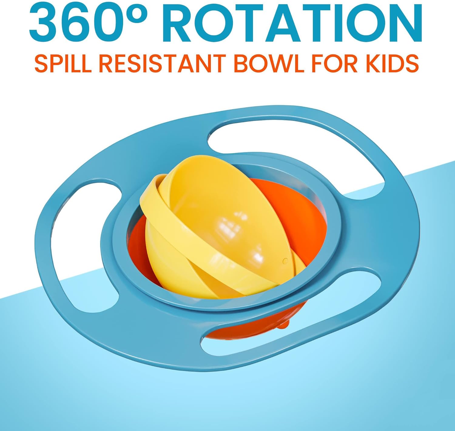 Baby Gyro Bowl 360 Dgree Rotation Spill Resistant Gyroscopic Bowl with Lid Toy Tableware for Kids Toddlers