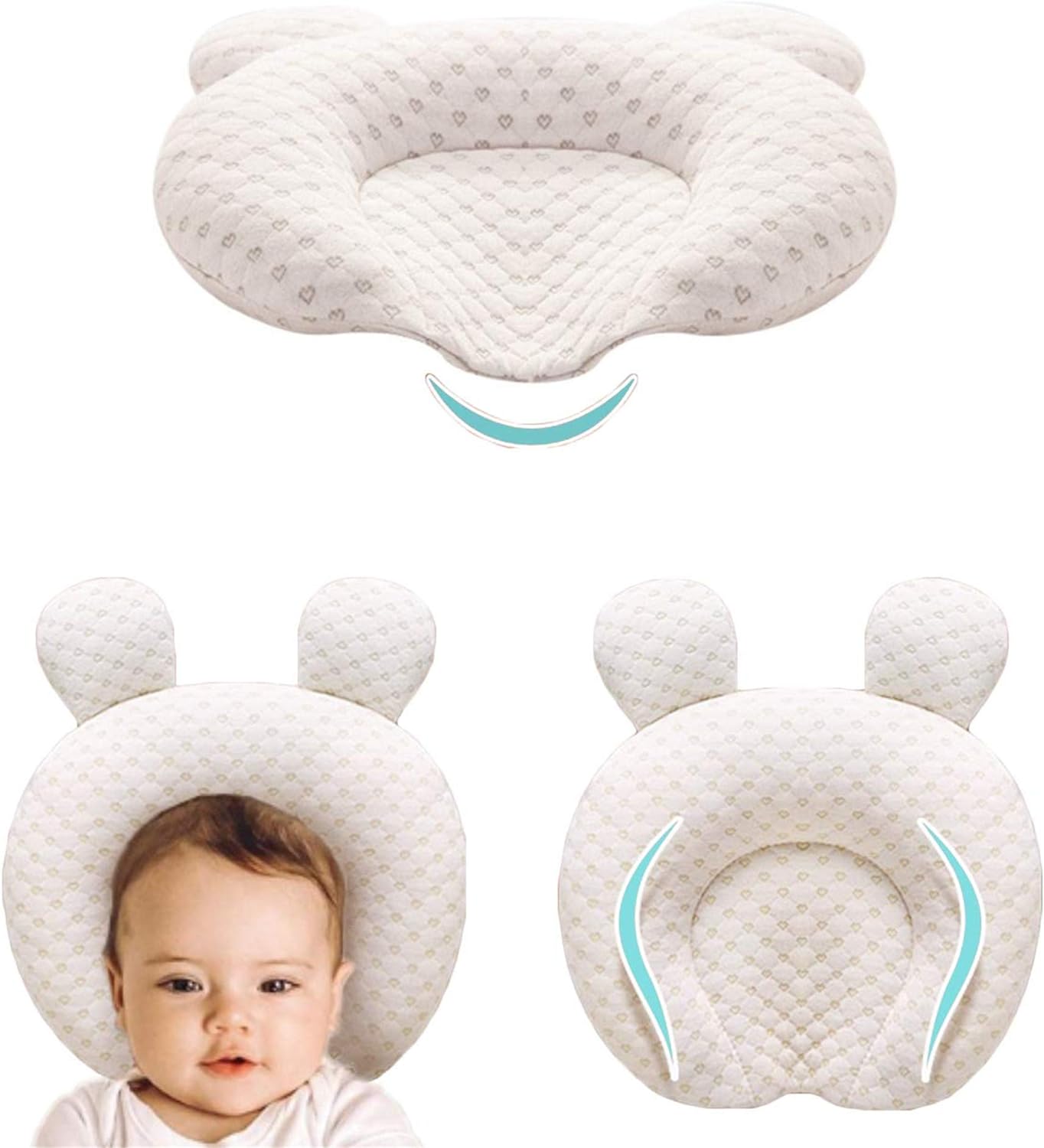 XMWEALTHY Unisex Newborn Infant Support Soft Baby Nursery Head Pillows (0-12 M)