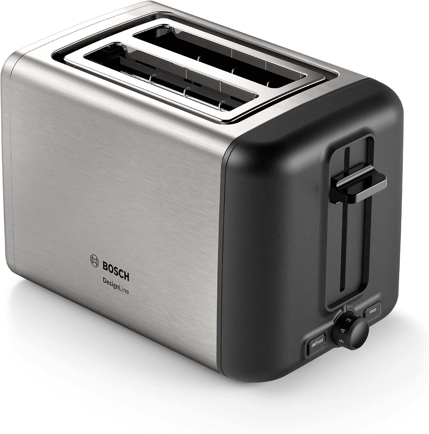 Bosch DesignLine TAT3P420GB 2 Slot Stainless Steel Toaster with variable controls - Silver & Black