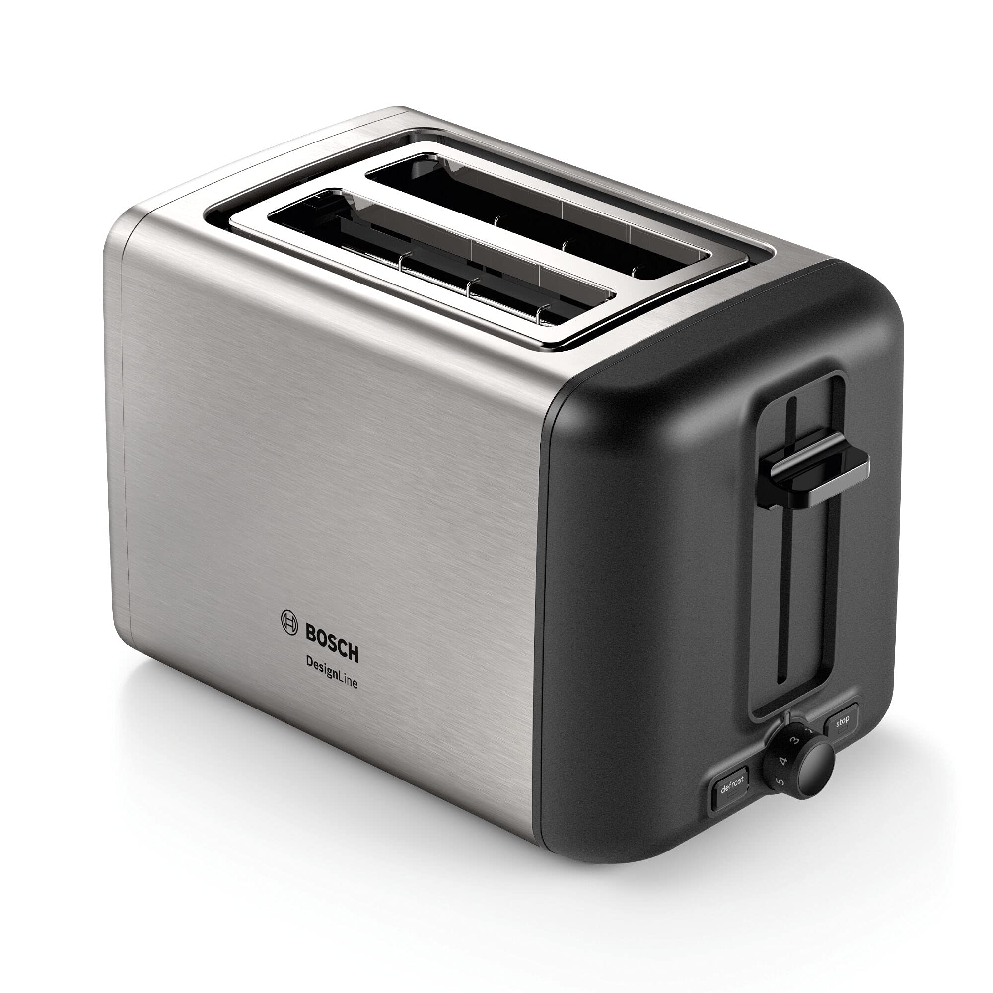 Bosch DesignLine TAT3P420GB 2 Slot Stainless Steel Toaster with variable controls - Silver & Black