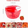 Ourokhome Portable Pull Onion Chopper - Manual Food Processor Garlic Crusher to Chop Fruits, Onion, Carrot, Nuts, Herbs, Meat for Pesto, Coleslaw, Salsa (Red)