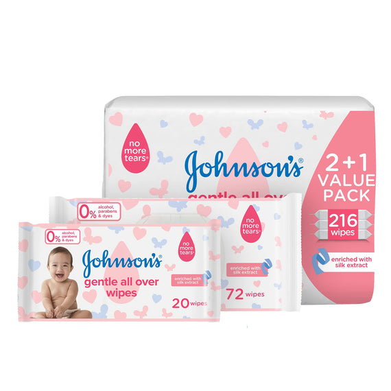 Johnson's Baby Wipes - Gentle All Over, Pack of 648 wipes