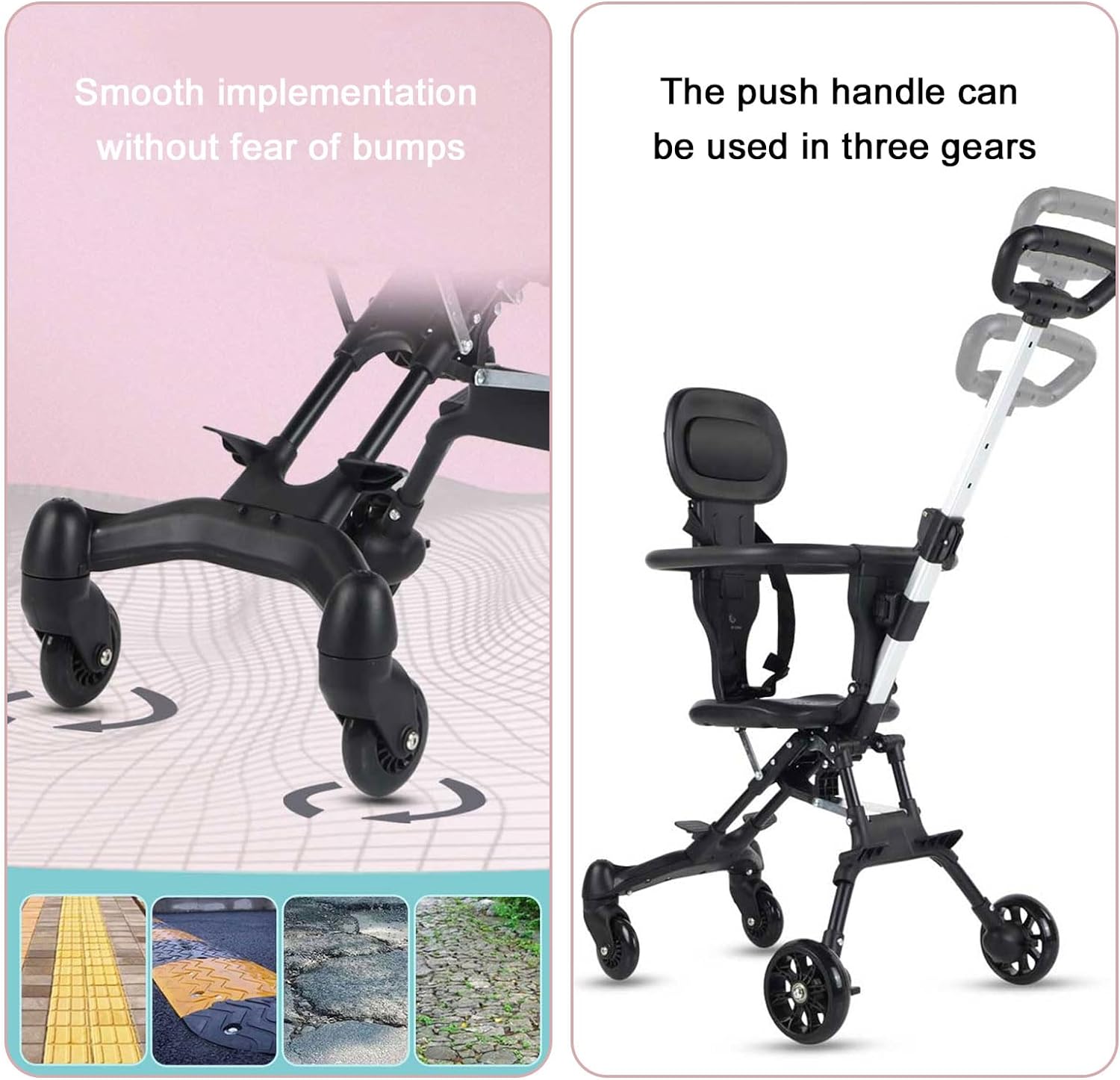 Lightweight Stroller, Convenience Baby Stroller with 360° Two-Way Rotational Seat, Baby Toddler Stroller for Travel, Multi Position Recline, Ultra Compact Fold & Airplane Ready Travel Stroller