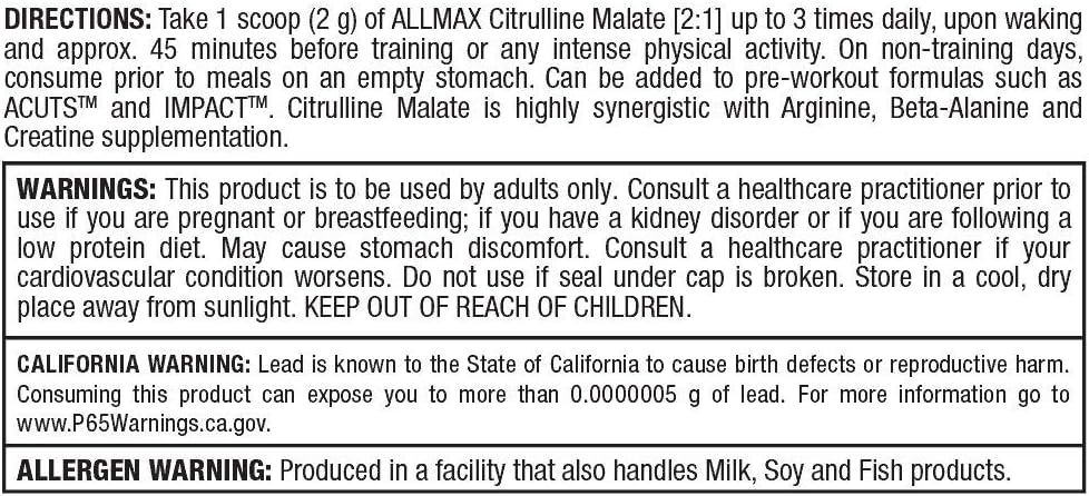 ALLMAX Nutrition Unflavored Citrulline Malate (300 g)