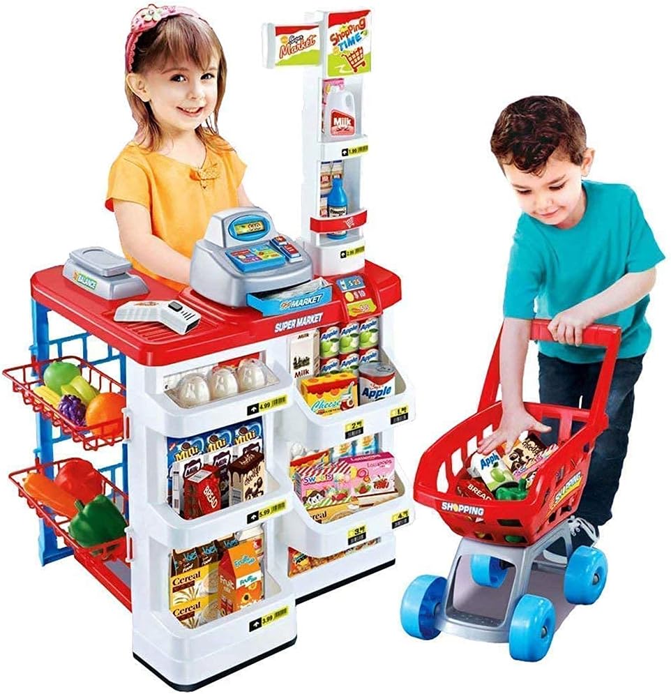 mke Mini Supermarket Toy Set for Kids/Ice Cream Shop/Pretend Play Kitchen Set for Girls and Boys (37 Pieces)