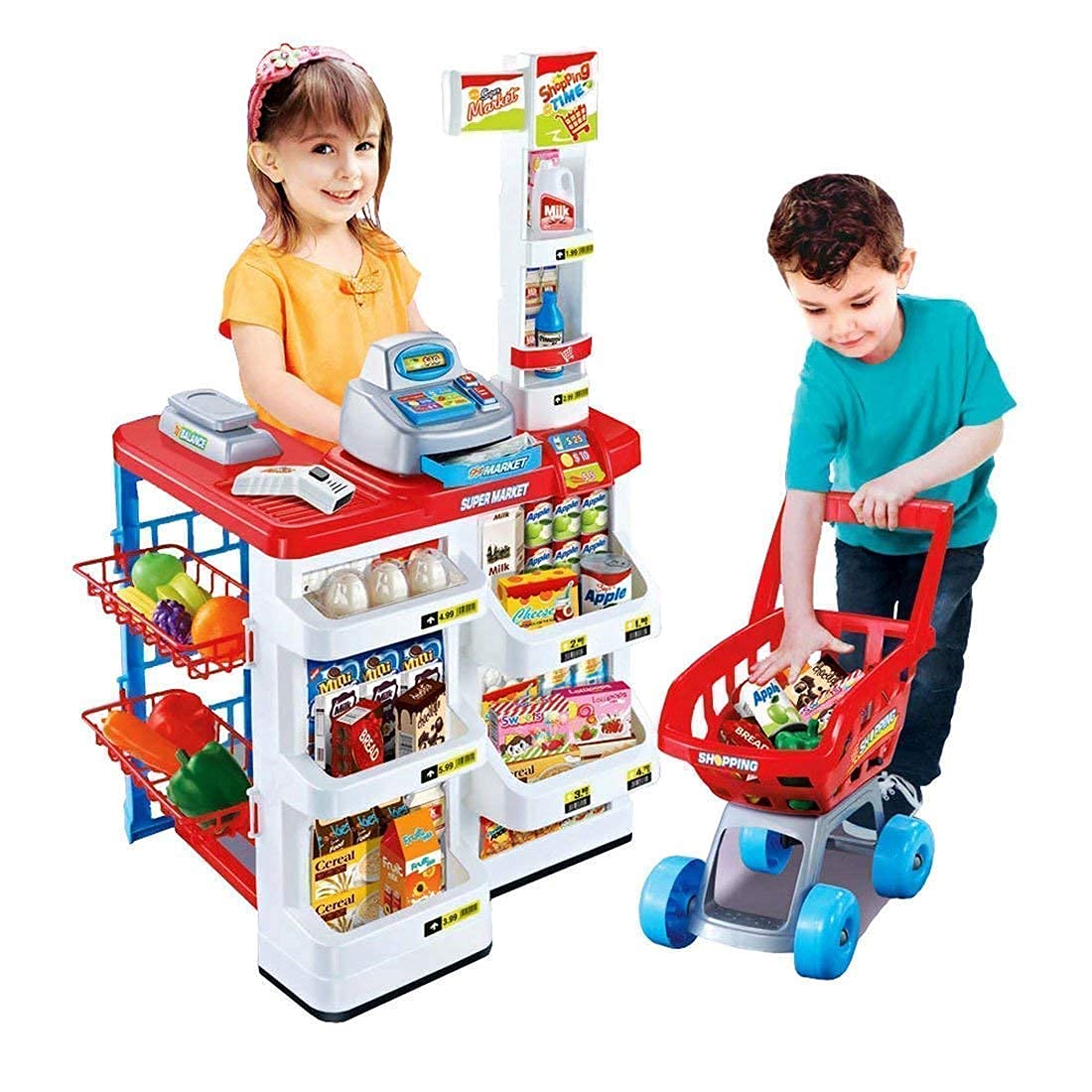 mke Mini Supermarket Toy Set for Kids/Ice Cream Shop/Pretend Play Kitchen Set for Girls and Boys (37 Pieces)