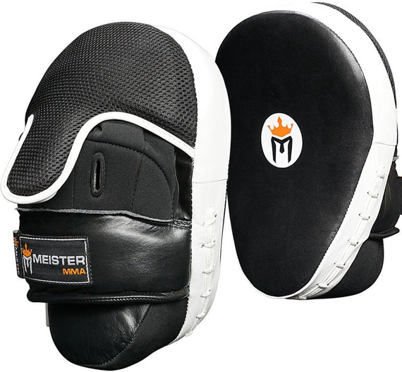 Meister MMA Cowhide Leather Curved Focus Mitts w/Wrist Support (Pair)
