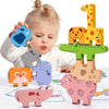 XICEN Montessori Toys for 2-4 Year Olds, 10 Wooden Animal Blocks, Animal Color Sorting and Stacking Toys for Toddlers 2-4 Years Old, for Girls Boys.