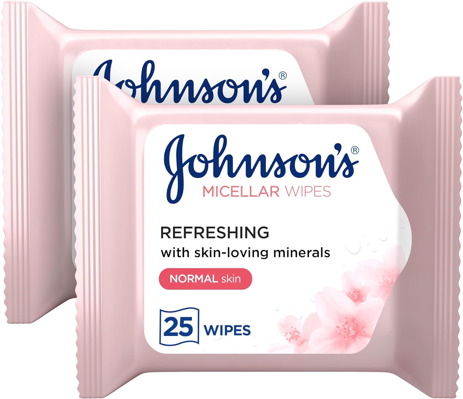 Johnson's Cleansing Facial Micellar Wipes, Refreshing, Normal Skin, Pack Of 25 Wipes