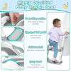 DMG Potty Training Seat, Kids Toilet Training Seat with Step Stool, Foldable Portable Potty Chair with Adjustable Height Ladder Guard Handle Soft Cushion White for Baby Toddler Boys Girls (Grey)