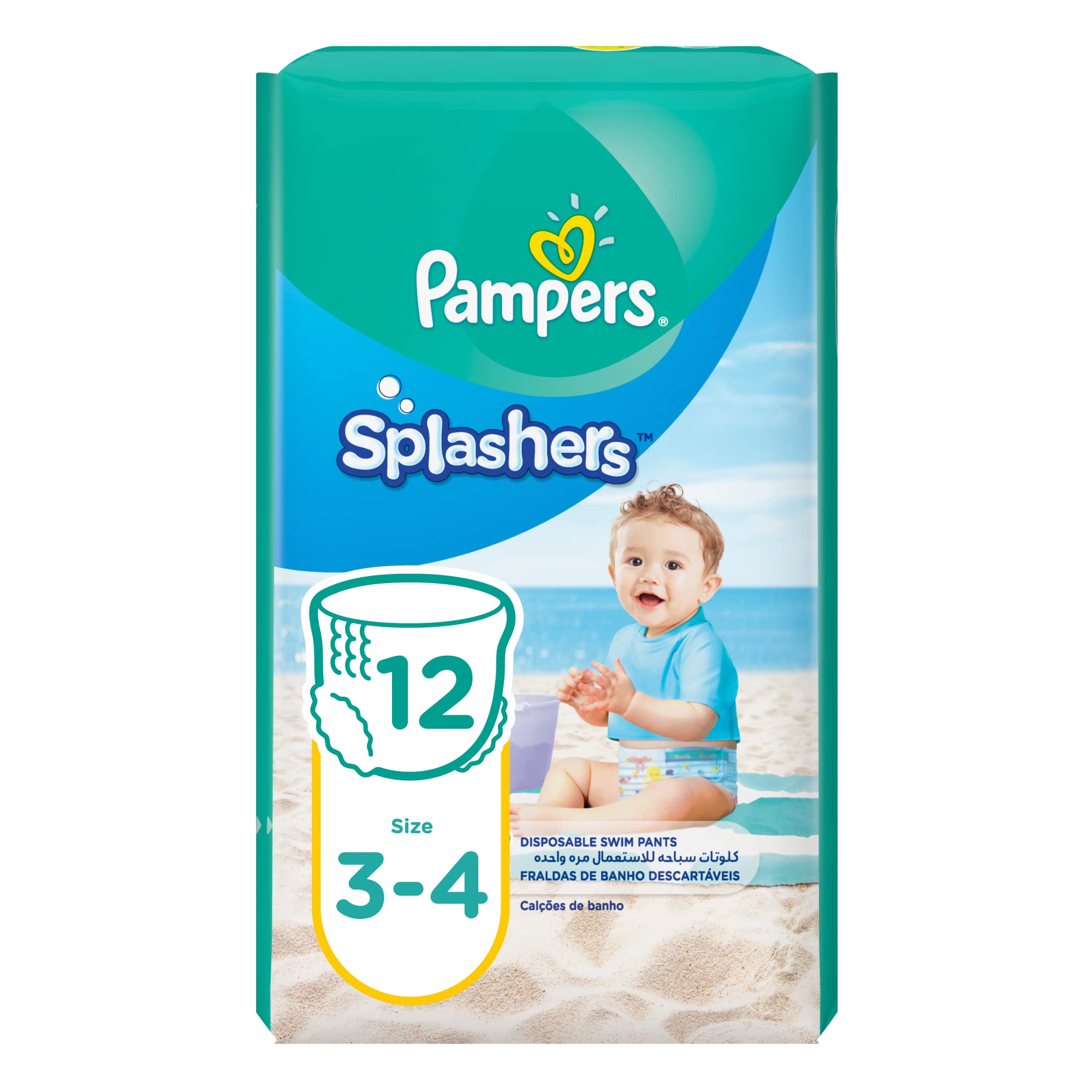 Pampers Splashers, Size 3-4, 6-12 kg, Carry Pack, 12 Swim Diaper Pants