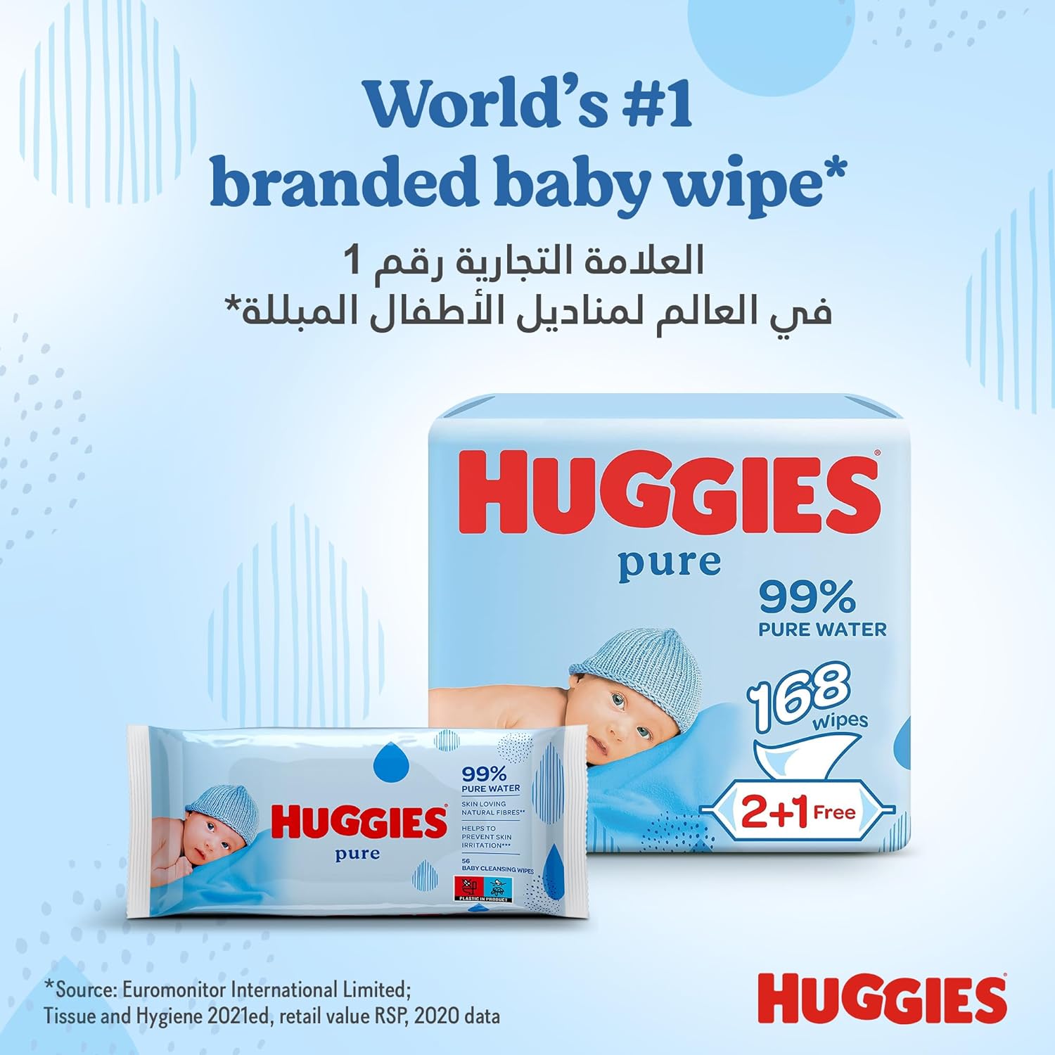 Huggies Pure Baby Wipes, 99% Pure Water Wipes, 12 Pack x 56 Wipes (672 Wipes)