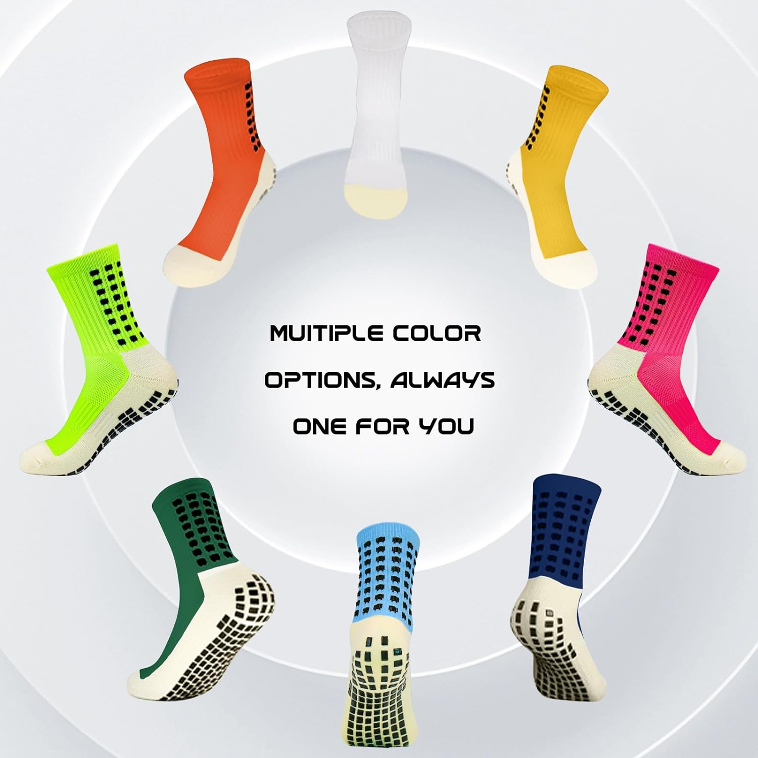 Men's Soccer Socks Anti Slip Non Slip Grip Pads for Football Basketball Sports Grip Socks, 4 Pair