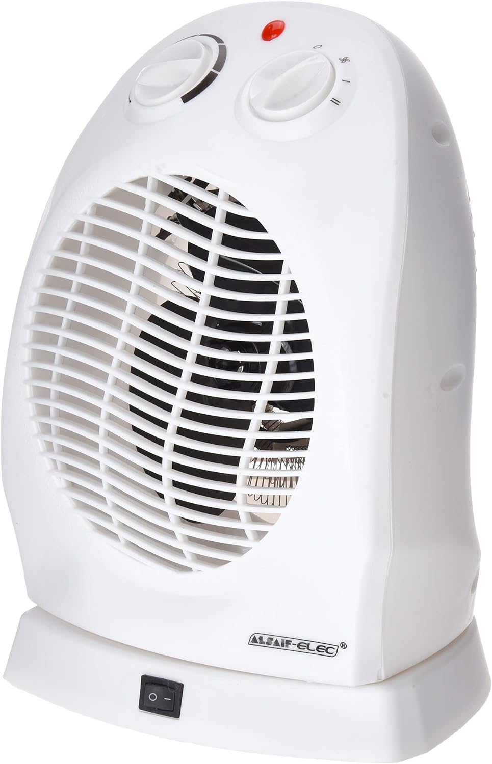 ALSAIF 2000W Electric Fan Heater Oscillation, Temperature control switch (low / high), Adjustable thermostat, Overheating safety cutout, 90 Degree Rotation, White, AL1605 2 Years warranty