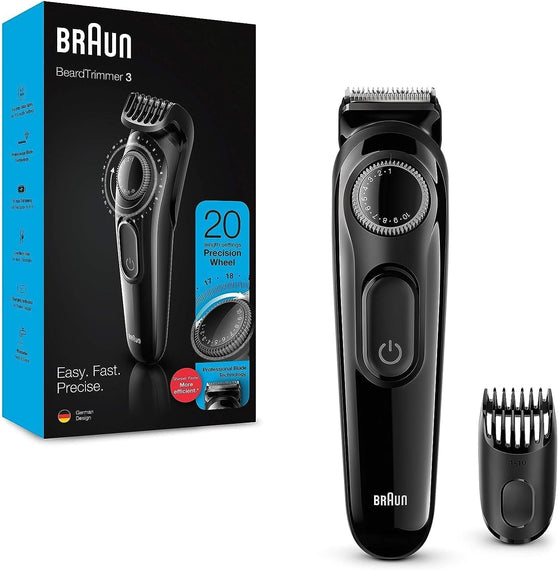 Braun BT 3222 Beard Trimmer and Hair Clipper for men, 20 Length Settings, Black