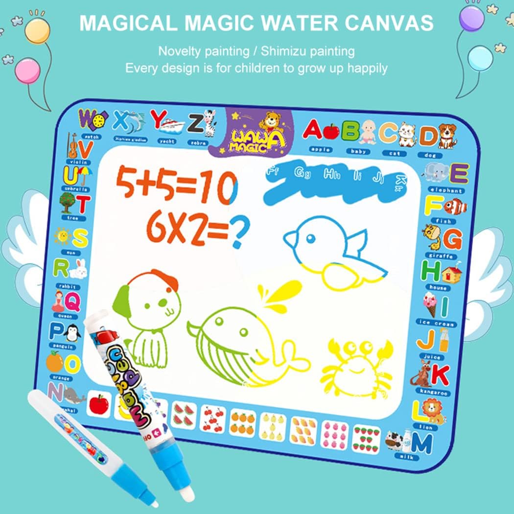 AMERTEER Water Doodle Mat For Toddlers | Large Kids Painting, Drawing, Writing, Coloring Magic Mat For 2 3 4 5 Years Boys Girls | Creative Educational Toys Gifts Learning Doodle Mat 40 X 30 Inches
