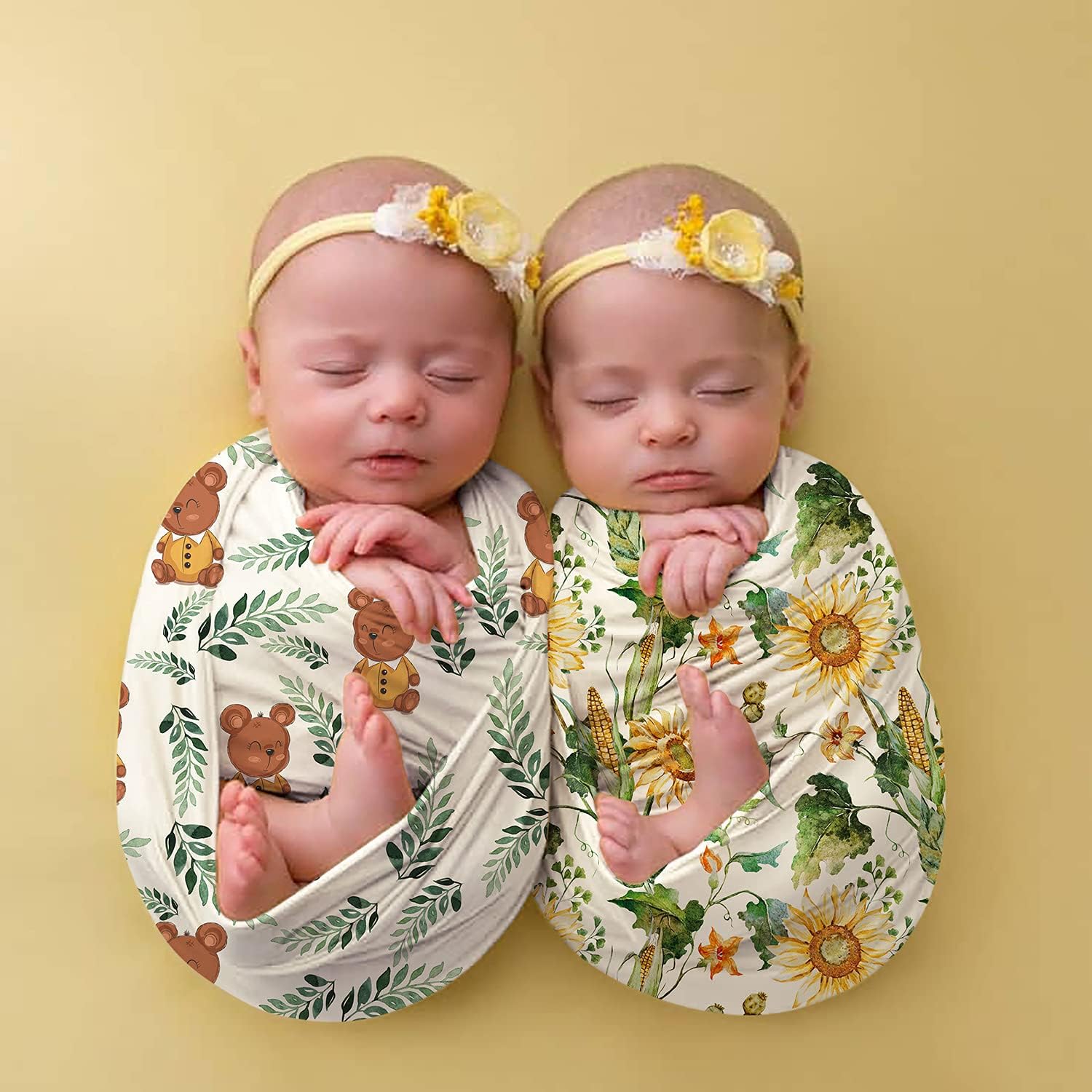 مجموعة بطانيات لف للأطفال حديثي الولادة، بطانيات لاستقبال حديثي الولادة بتصميم زهور مناسبة للأولاد والبنات، قطن