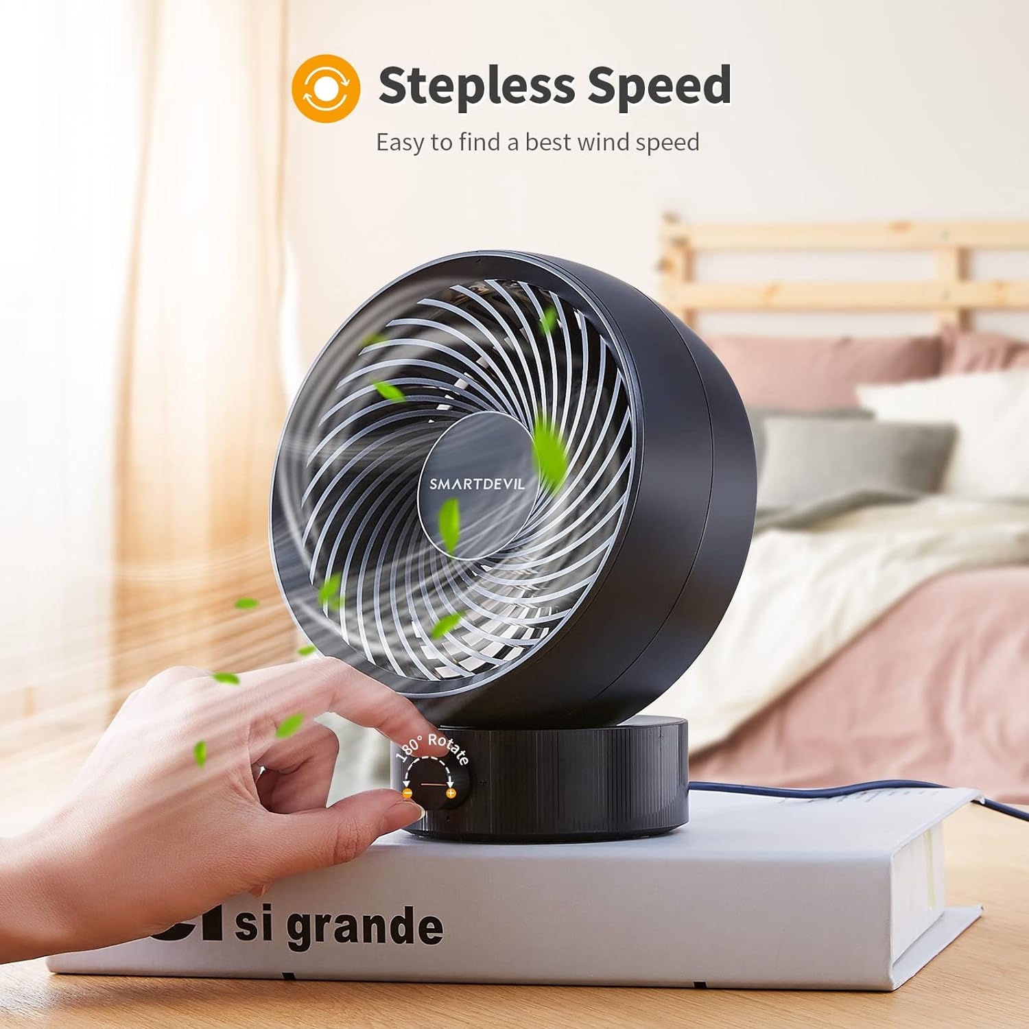 SmartDevil New USB Desk Fan, Small Personal Desktop Table Fan with Strong Wind, Quiet Operation Portable Mini Fan for Home Office Bedroom Table and Desktop (Black)