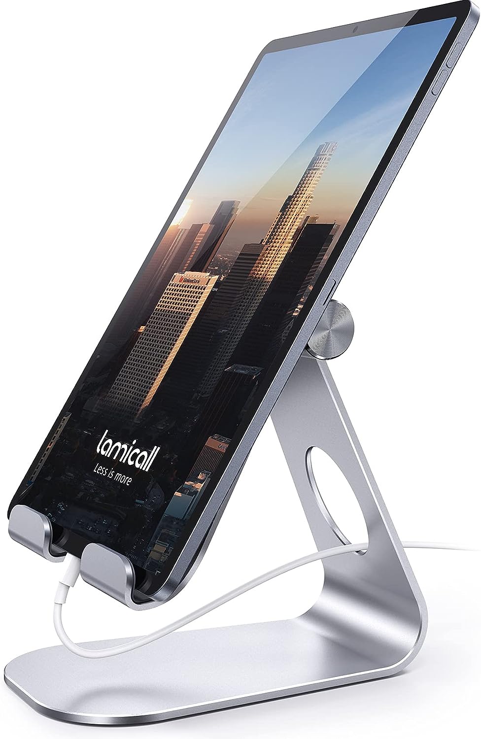 Tablet Stand, Lamicall Adjustable Tablet Stand Holder - Desktop Dock Cradle Compatible with iPad Pro 12.9 11 Air 4 10.9 Mini 7.9, Switch, Galaxy Tab and more (4-13") Devices - Silver