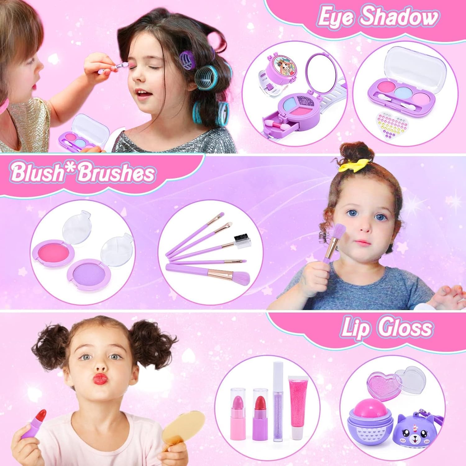 Kids Makeup Kit for Girls, Unicorn Makeup Set, Real Washable Make up Kit for Little Girl Princess Toddler Makeup for Kid Birthday Gifts Unicorn Toys for Girls 3 4 5 6 7 8 9 10 Year Old