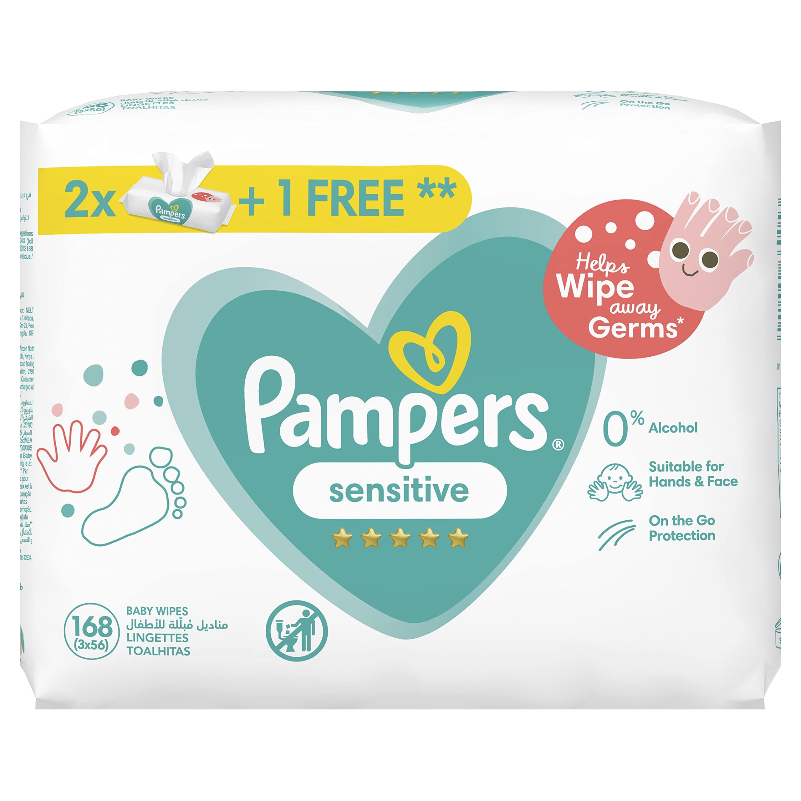 Pampers Sensitive Protect, 3X56, 168 Baby Wet Wipes