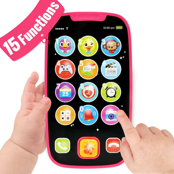 Toys for 1 Year Old Girl Gifts Baby Toys 12-18 Months, 15 Functions Baby Kids Toy Phone with Music & Light Baby Girl Toys 1 Year Old Toys for 1 + Year Old Girl Boy 1 2 Year Old Girl Toys Gifts- Pink