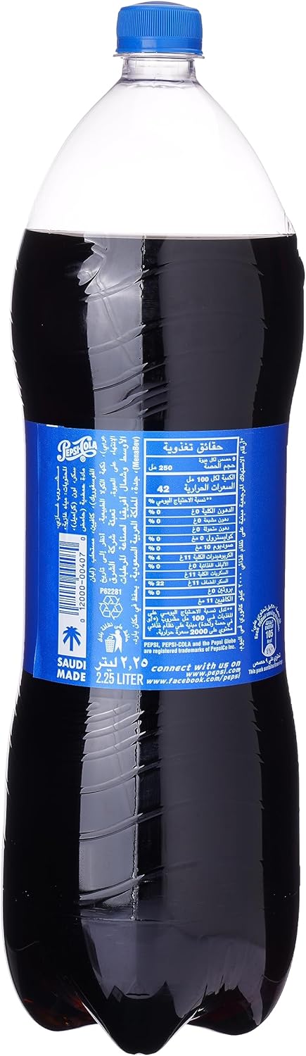 Pepsi, Carbonated Soft Drink, Plastic Bottle, 2.25Litre X 6