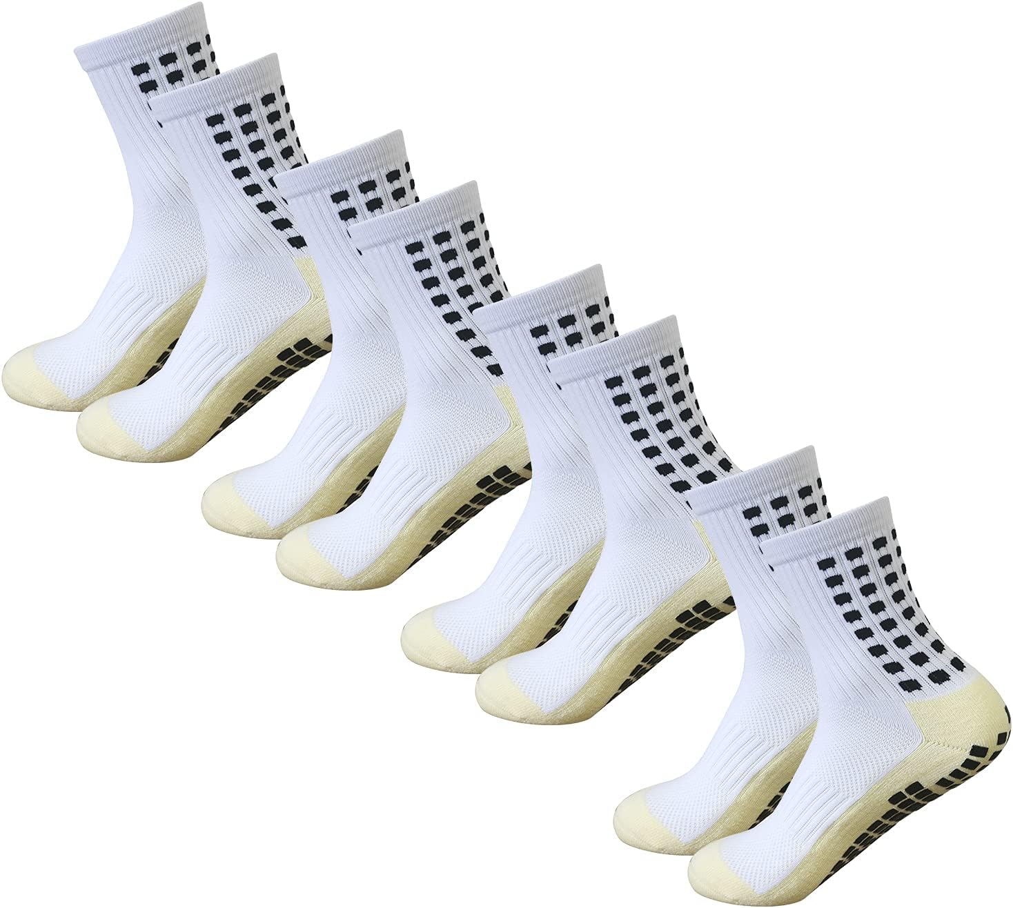 Men's Soccer Socks Anti Slip Non Slip Grip Pads for Football Basketball Sports Grip Socks, 4 Pair