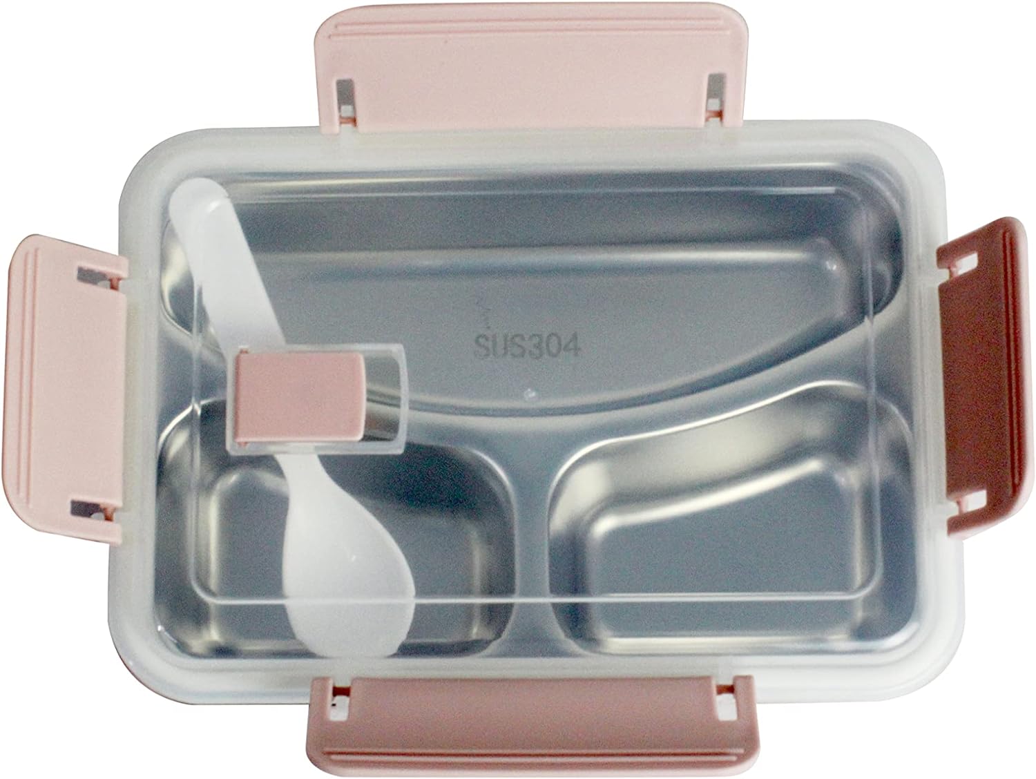 Stainless Steel Lunch Box 800 ML, Tiffin Box for Office, SUS 304 Steel Bento Box for Kids Pink/Silver