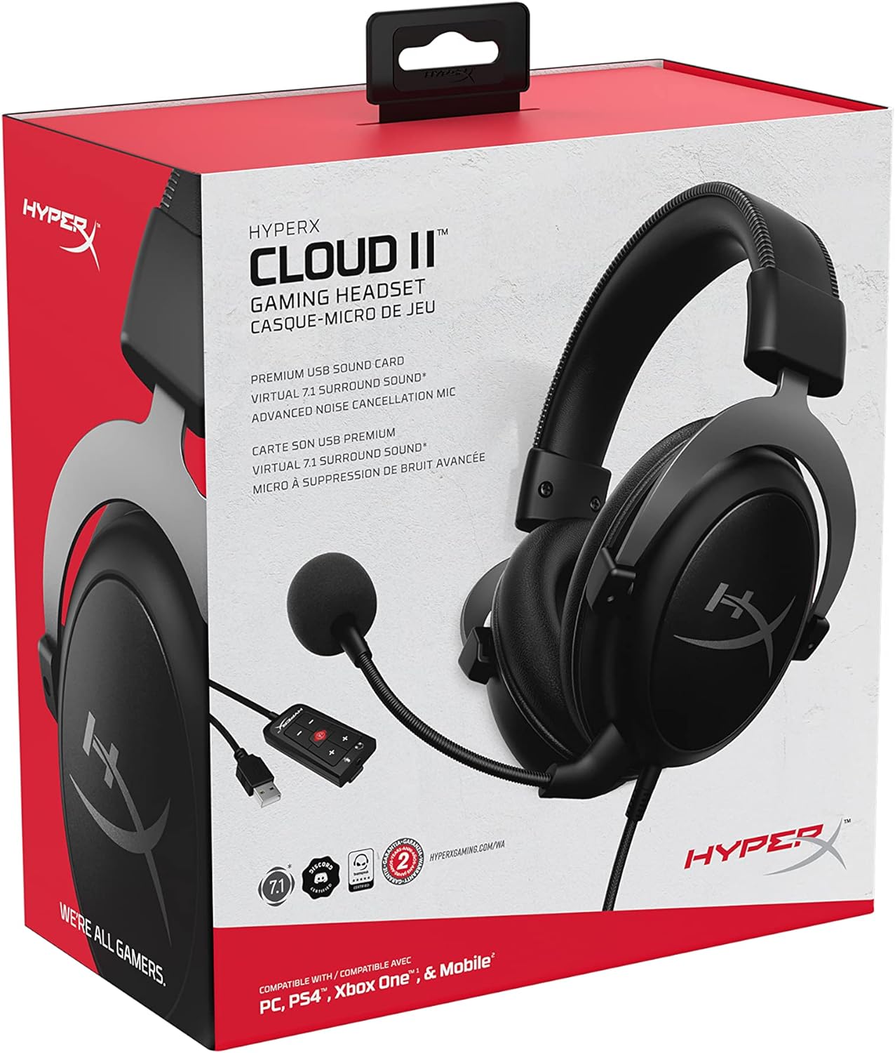 HyperX Cloud II Gaming Headset for PC & PS4 & Xbox One, Nintendo Switch, Black-Gunmetal, Wired