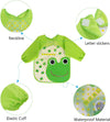 UNIONDIVE Bibs with Sleeves,4 Pcs Waterproof Long Sleeve Bib Unisex Feeding Bibs Apron for Infant Toddler 6 Months to 3 Years Old