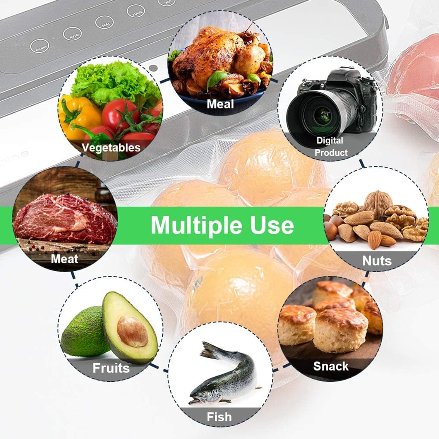 Vacuum Sealer Bags for Food, Vacuum Storage Bags Food Sealer Rolls Sealerbag for Food Saver Work with all Vacuum Sealer Machine Great for vac storage or Sous Vide (4 Roll, 2 * 20x500cm, 2 * 28x500cm)