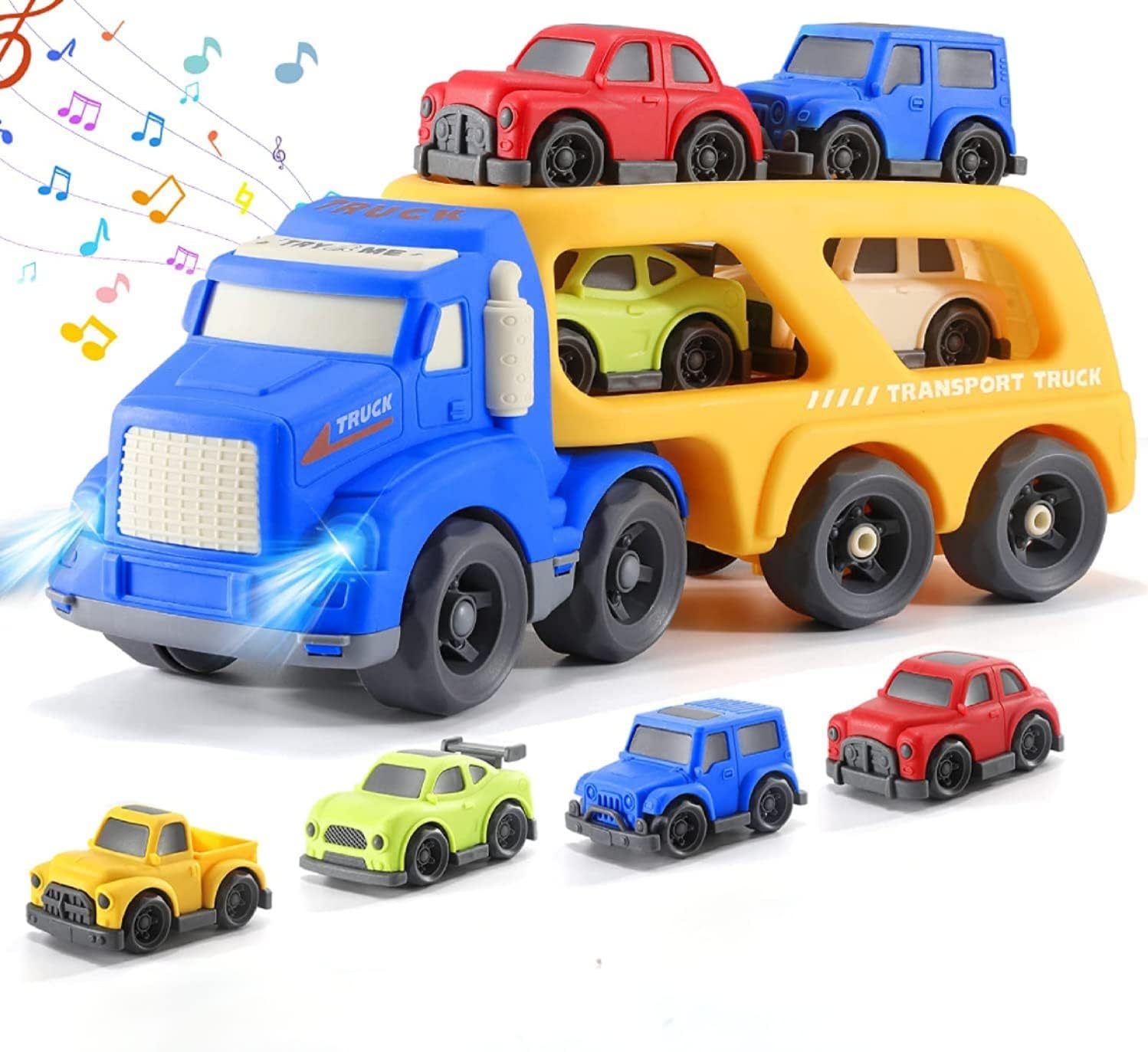 5 in 1 Transport Carrier Truck Toys Set,Toys for 18 Months + Boys and Girls,Friction Powered Car Toys Play Vehicle Toys, birthday Gifts for Boys Girls