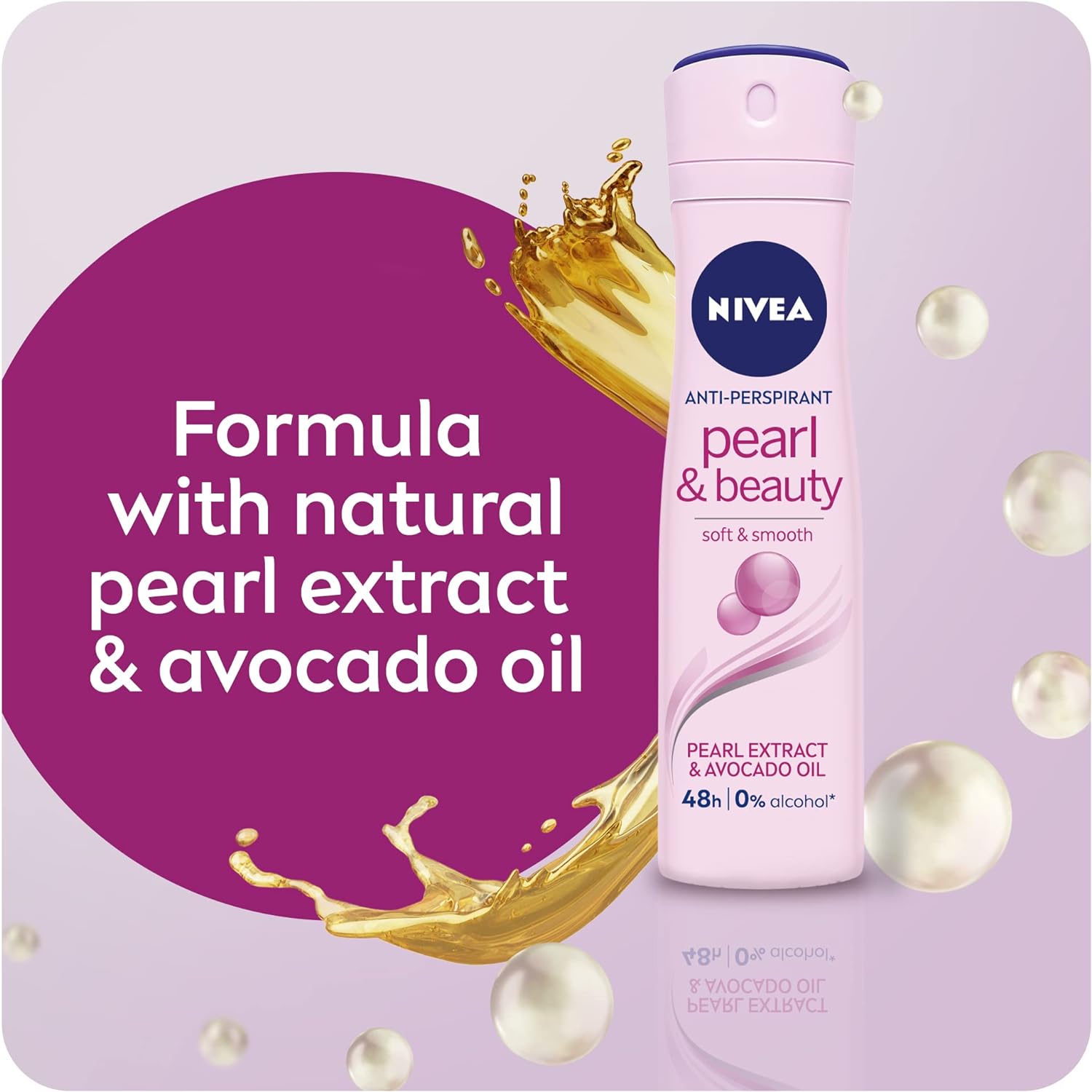 Nivea Antiperspirant Spray for Women, Pearl & Beauty Pearl Extracts, 3x150ml