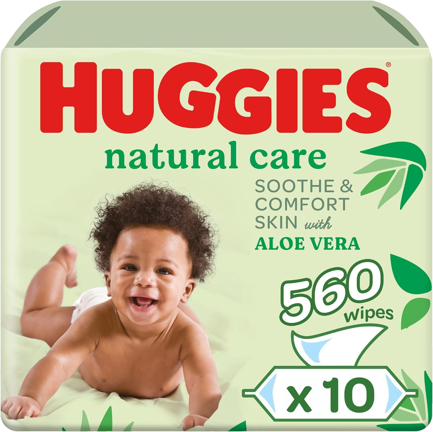 Huggies Natural Baby Wipes, Aloe Vera Wipes, 10 Pack x 56 Wipes