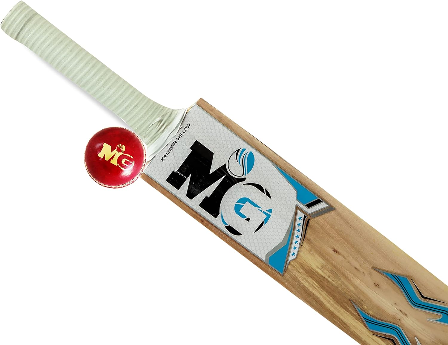 MG Kashmir Willow Bravo Cricket Bat for Light/Hard Tennis Ball with Cover BLACK/BLUE - MGKWT01