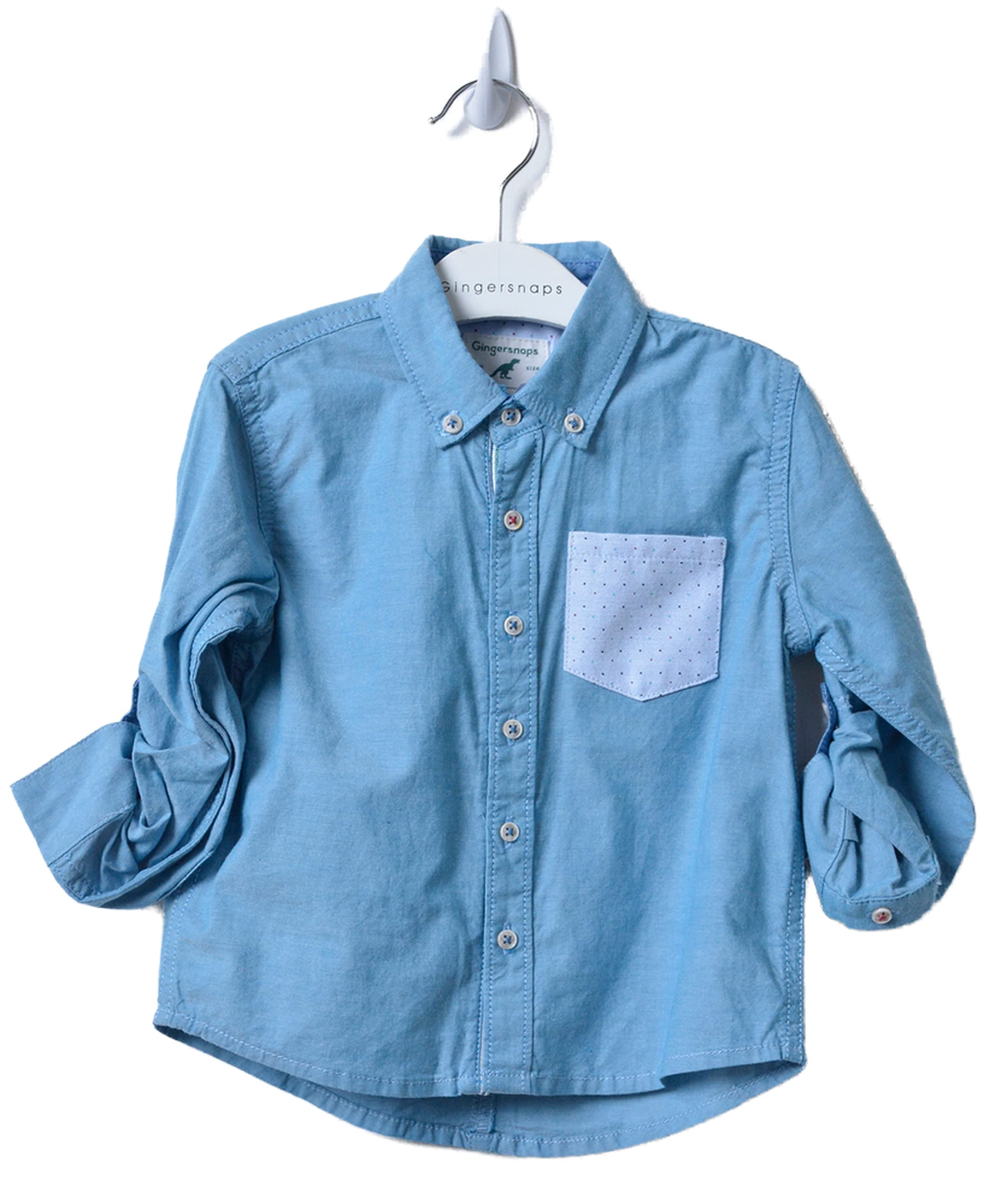 Gingersnaps Baby-Boys IBWS0390 L/S Shirt W/Floral Pocket