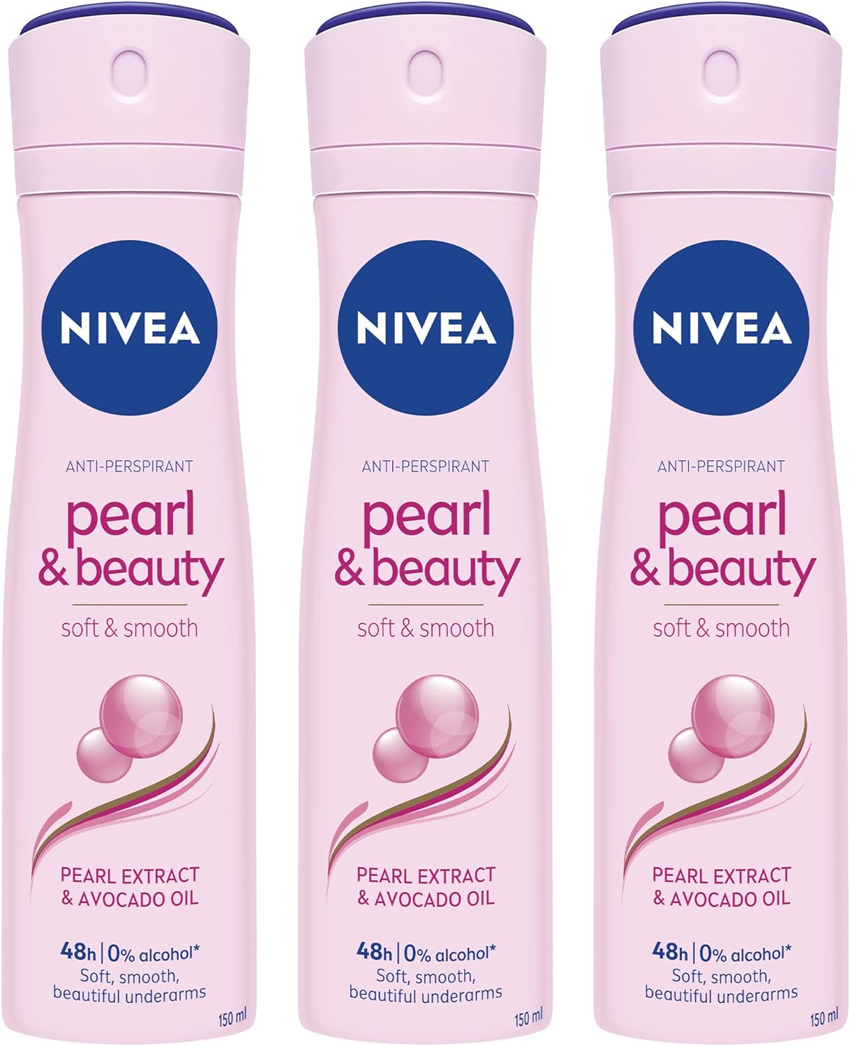 Nivea Antiperspirant Spray for Women, Pearl & Beauty Pearl Extracts, 3x150ml